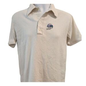 Vintage 80s Seattle Seahawks White Short Sleeve Polo Collared Shirt M